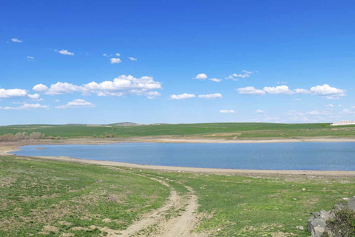 lake with low water during a drought