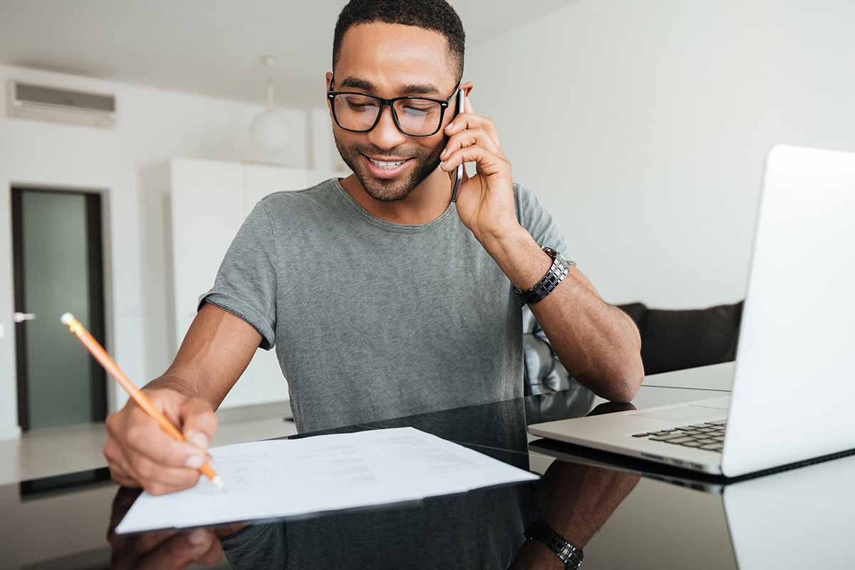 man on phone with moving company