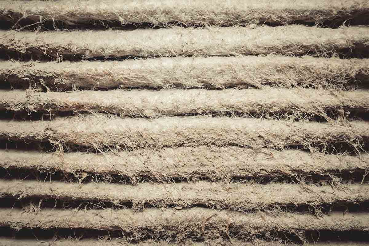 Close-up image of dirty air filter