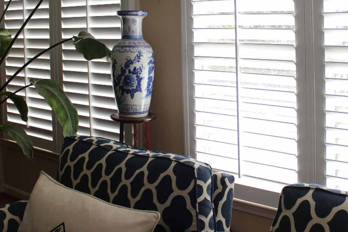 new plantation shutters installed in living room