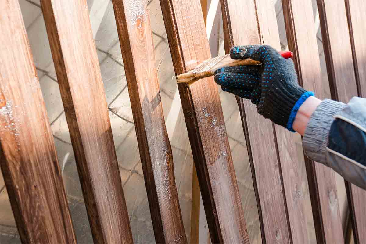 staining a fence