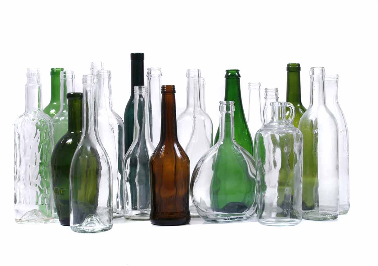 glass bottles isolated on the white background