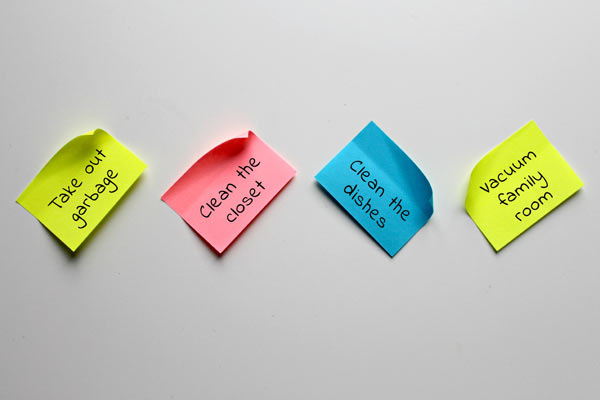 sticky notes listing chores