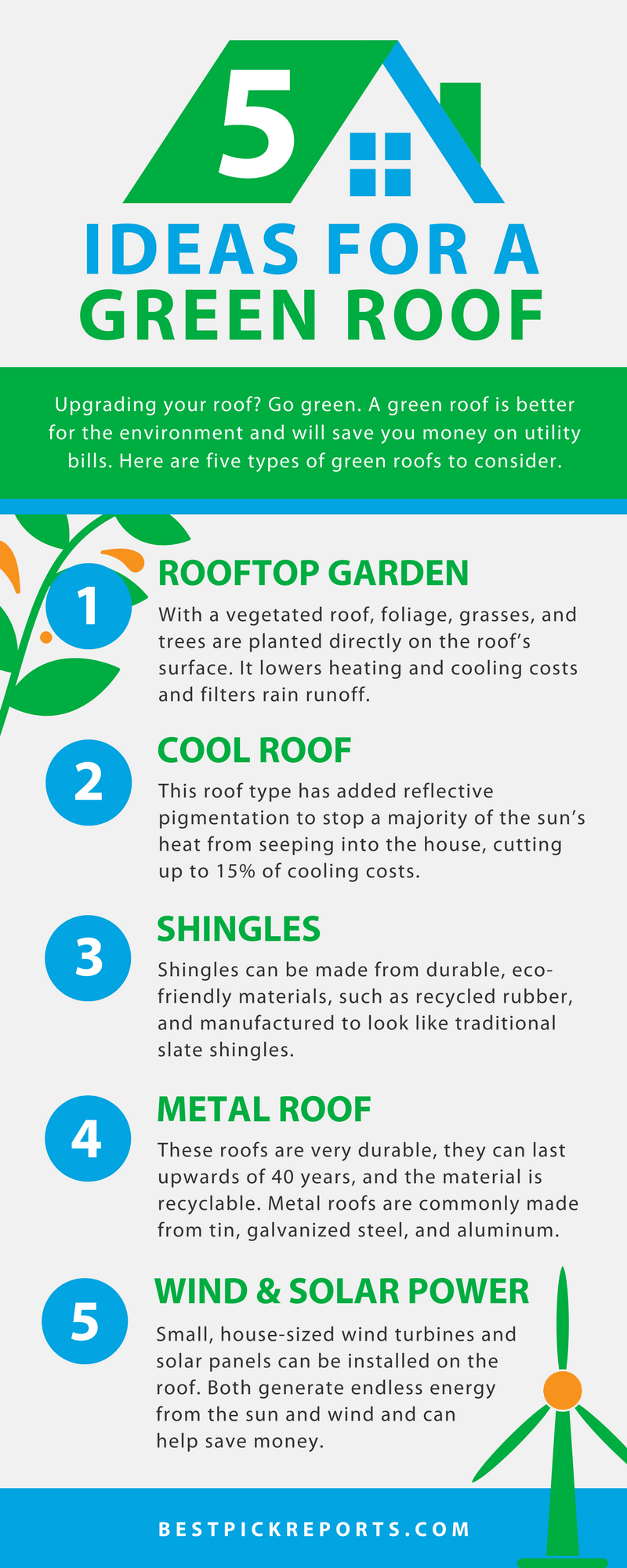 5 ideas for a green roof infographic