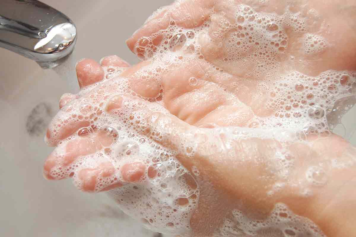 hands washing with soap