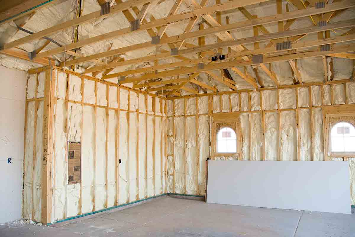 interior home construction with insulation