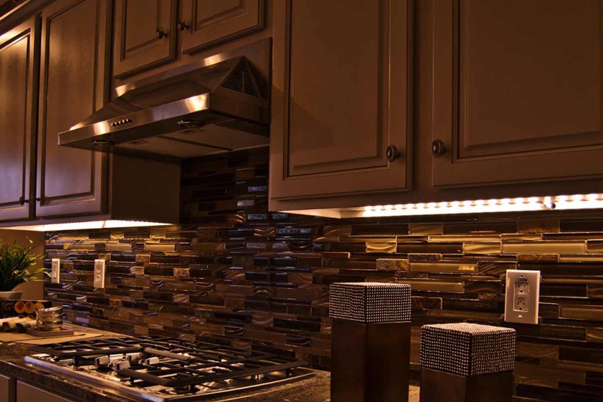 Kitchen cabinets with LED accent lighting