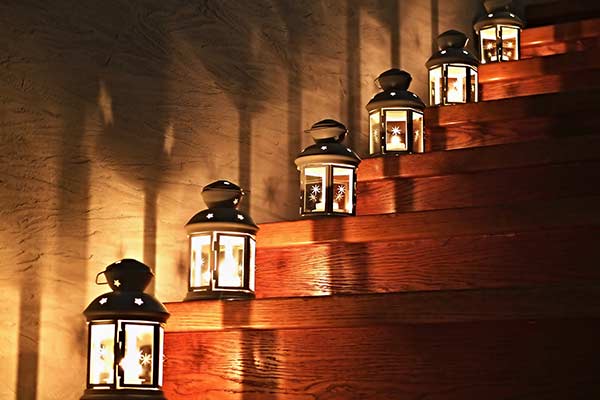 lanterns on a staircase