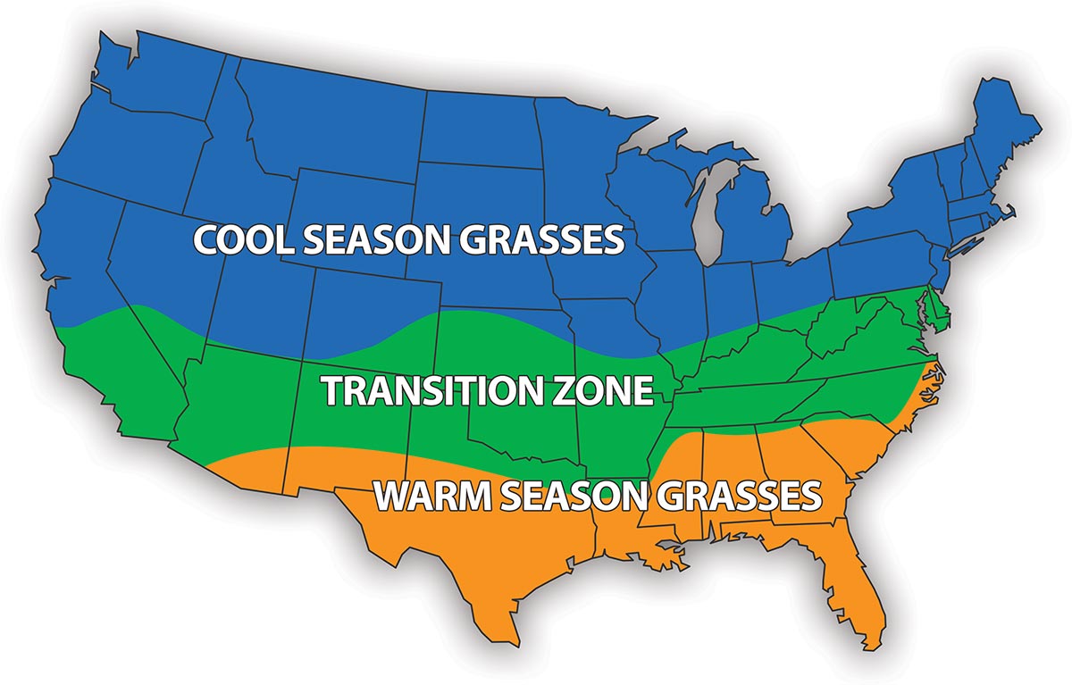 map of warm season grasses and cool season grasses