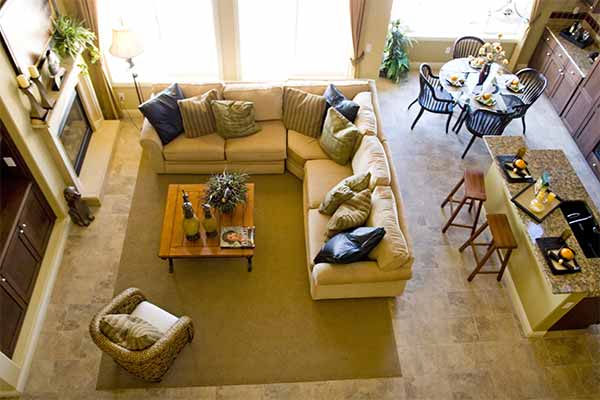 birds-eye view of neatly designed living room