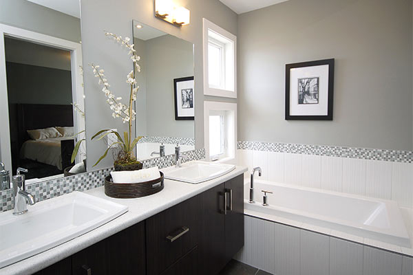 white bathroom with grey interior