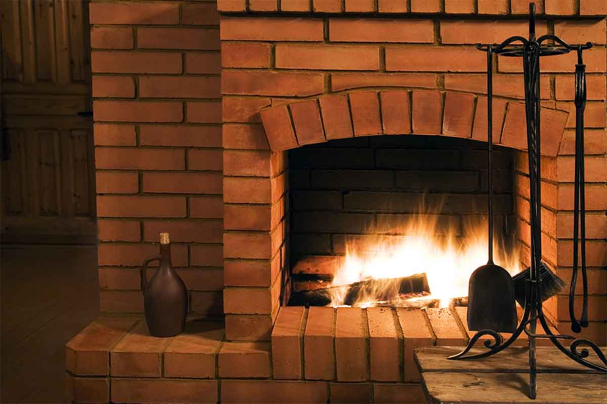 brick fireplace