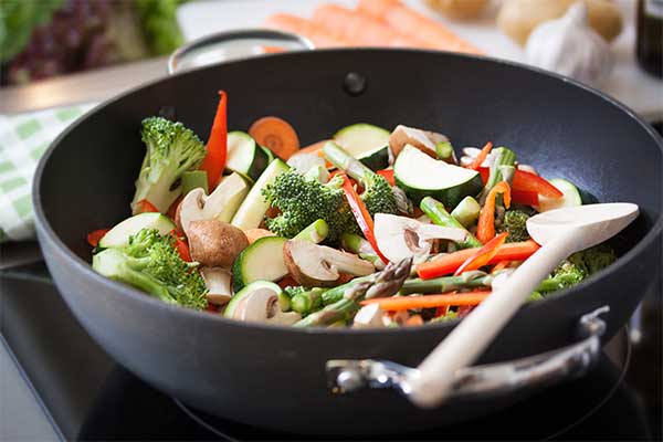 stir fry cooking in skillet