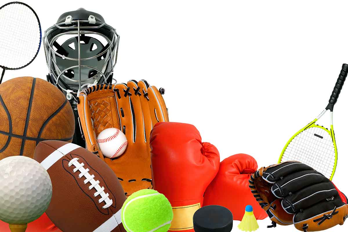 pile of sports equipment