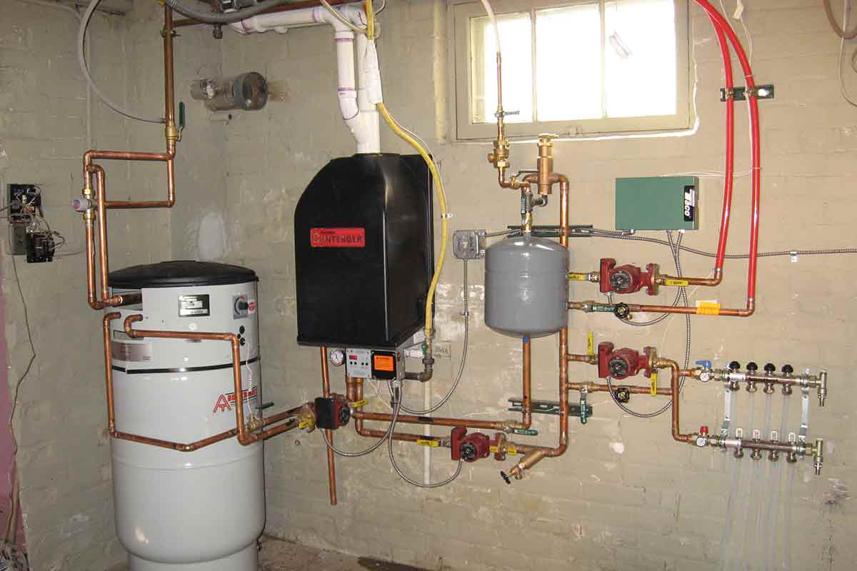 Photo of boiler system installed in home basement