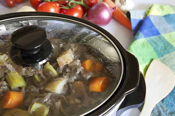 crock pot cooking a stew