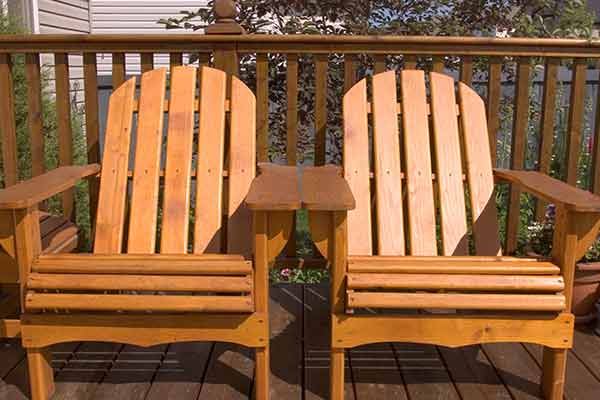 Adirondack chairs on deck