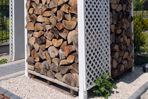 covered wood stored above ground