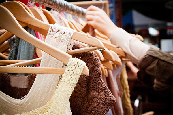 dresses hanging on racks